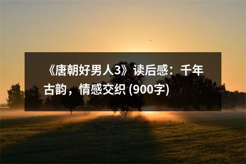 《唐朝好男人3》讀后感：千年古韻，情感交織 (900字)
