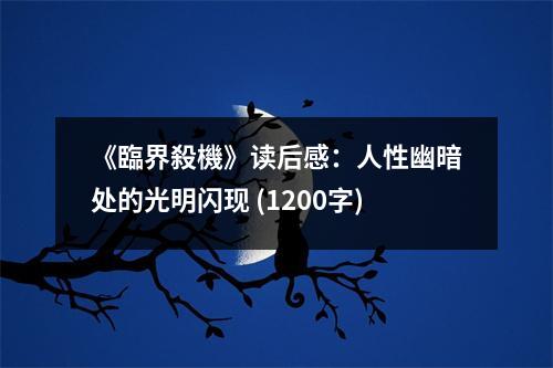 《臨界殺機(jī)》讀后感：人性幽暗處的光明閃現(xiàn) (1200字)