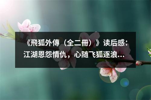 《飛狐外傳（全二冊(cè)）》讀后感：江湖恩怨情仇，心隨飛狐逐浪高 (750字)