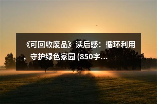 《可回收廢品》讀后感：循環(huán)利用，守護(hù)綠色家園 (850字)