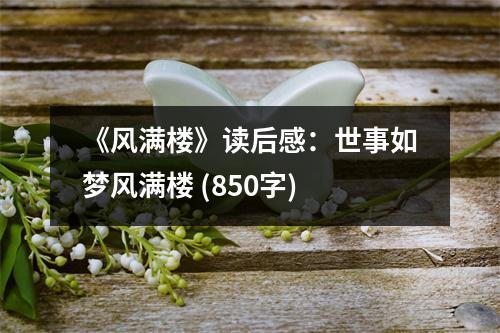 《風(fēng)滿樓》讀后感：世事如夢風(fēng)滿樓 (850字)
