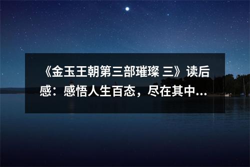 《金玉王朝第三部璀璨 三》讀后感：感悟人生百態(tài)，盡在其中 (800字)