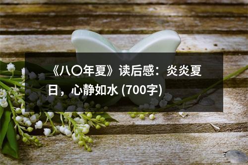 《八〇年夏》讀后感：炎炎夏日，心靜如水 (700字)