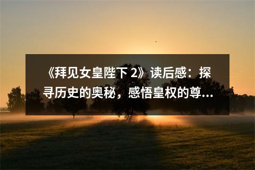 《拜見女皇陛下 2》讀后感：探尋歷史的奧秘，感悟皇權的尊崇 (850字)