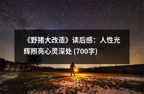 《野豬大改造》讀后感：人性光輝照亮心靈深處 (700字)