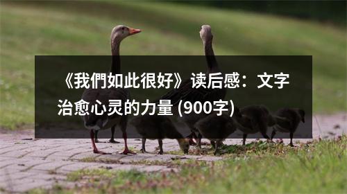 《我們?nèi)绱撕芎谩纷x后感：文字治愈心靈的力量 (900字)