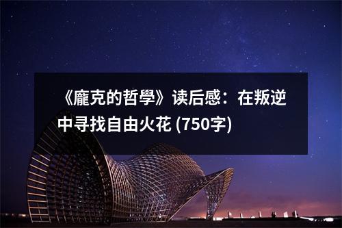 《龐克的哲學》讀后感：在叛逆中尋找自由火花 (750字)
