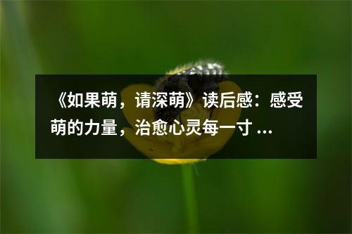 《如果萌，請(qǐng)深萌》讀后感：感受萌的力量，治愈心靈每一寸 (800字)