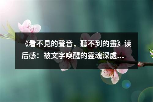 《看不見的聲音，聽不到的畫》讀后感：被文字喚醒的靈魂深處 (750字)