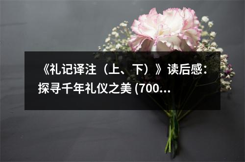 《禮記譯注（上、下）》讀后感：探尋千年禮儀之美 (700字)