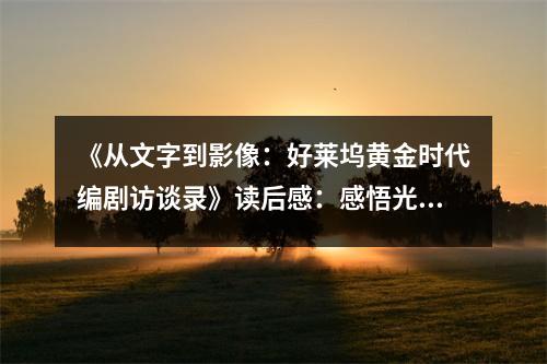 《從文字到影像：好萊塢黃金時代編劇訪談錄》讀后感：感悟光影背后的故事匠心 (800字)