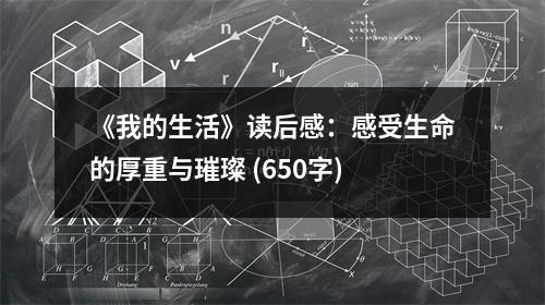《我的生活》讀后感：感受生命的厚重與璀璨 (650字)