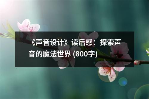 《聲音設(shè)計(jì)》讀后感：探索聲音的魔法世界 (800字)