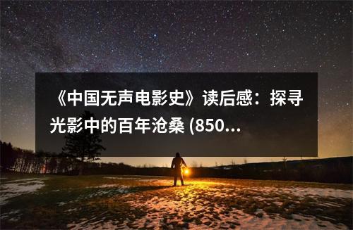 《中國無聲電影史》讀后感：探尋光影中的百年滄桑 (850字)