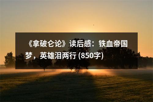《拿破侖論》讀后感：鐵血帝國夢，英雄淚兩行 (850字)