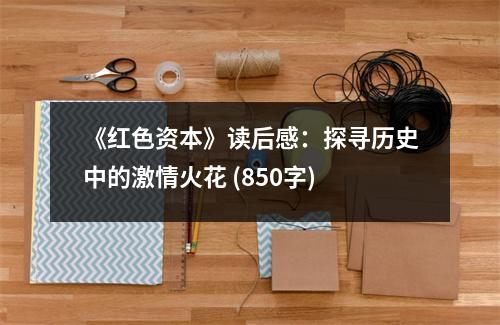 《紅色資本》讀后感：探尋歷史中的激情火花 (850字)