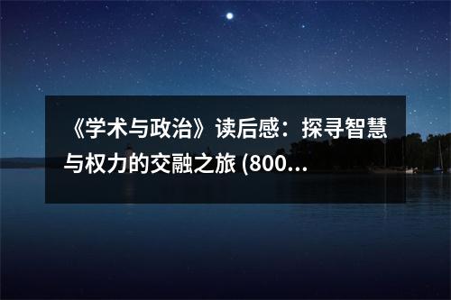 《學(xué)術(shù)與政治》讀后感：探尋智慧與權(quán)力的交融之旅 (800字)