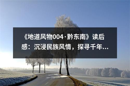 《地道風(fēng)物004·黔東南》讀后感：沉浸民族風(fēng)情，探尋千年古韻 (900字)