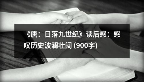《唐：日落九世紀》讀后感：感嘆歷史波瀾壯闊 (900字)