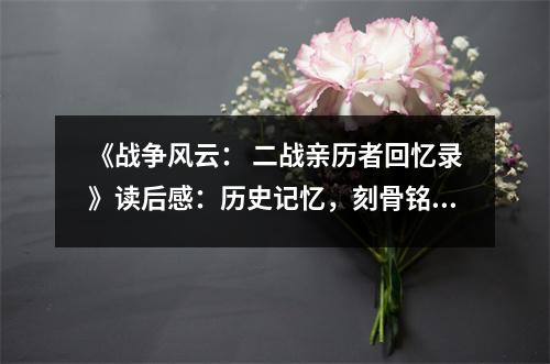 《戰(zhàn)爭風云： 二戰(zhàn)親歷者回憶錄》讀后感：歷史記憶，刻骨銘心 (850字)