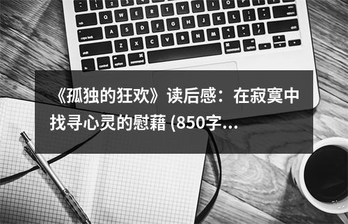 《孤獨(dú)的狂歡》讀后感：在寂寞中找尋心靈的慰藉 (850字)