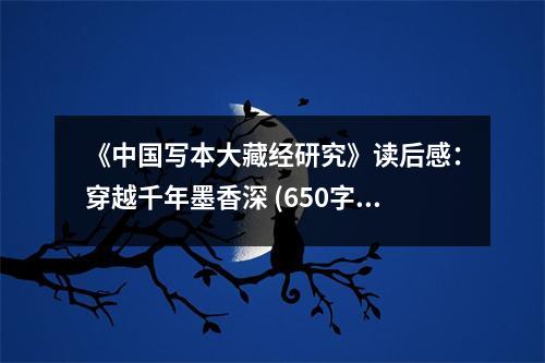 《中國寫本大藏經(jīng)研究》讀后感：穿越千年墨香深 (650字)