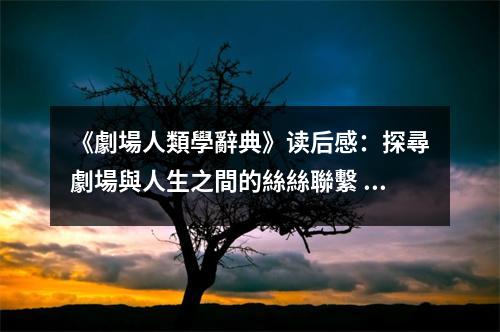 《劇場人類學(xué)辭典》讀后感：探尋劇場與人生之間的絲絲聯(lián)繫 (750字)