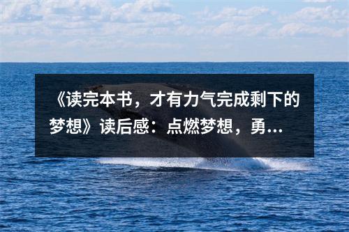 《讀完本書，才有力氣完成剩下的夢想》讀后感：點燃夢想，勇往直前 (850字)