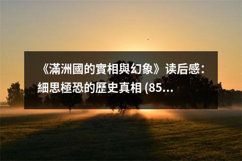《滿洲國的實相與幻象》讀后感：細(xì)思極恐的歷史真相 (850字)