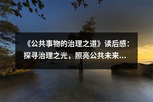 《公共事物的治理之道》讀后感：探尋治理之光，照亮公共未來(lái) (650字)