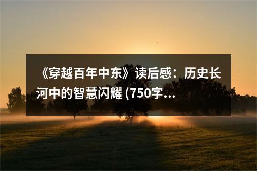 《穿越百年中東》讀后感：歷史長河中的智慧閃耀 (750字)
