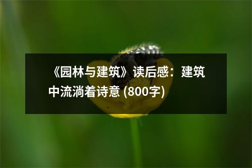 《園林與建筑》讀后感：建筑中流淌著詩意 (800字)