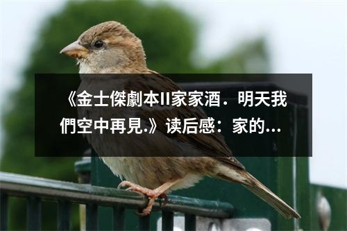 《金士傑劇本II家家酒．明天我們空中再見.》讀后感：家的味道，永遠溫馨如初 (700字)