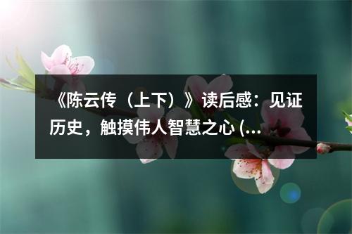《陳云傳（上下）》讀后感：見證歷史，觸摸偉人智慧之心 (800字)