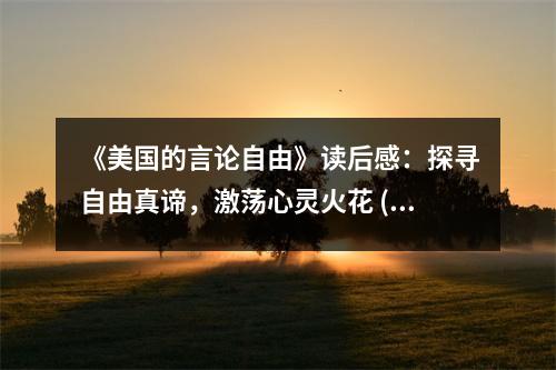 《美國的言論自由》讀后感：探尋自由真諦，激蕩心靈火花 (1150字)