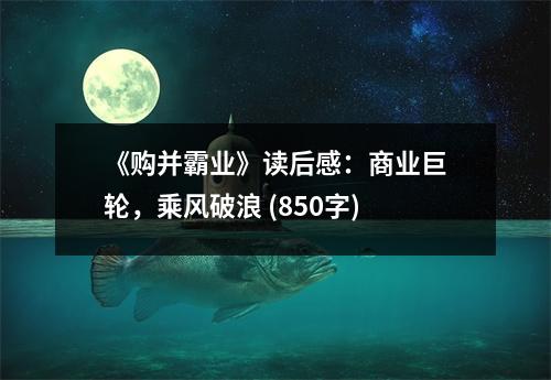 《購并霸業(yè)》讀后感：商業(yè)巨輪，乘風破浪 (850字)