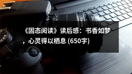 《固態(tài)閱讀》讀后感：書香如夢，心靈得以棲息 (650字)
