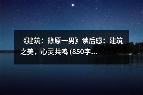 《建筑：篠原一男》讀后感：建筑之美，心靈共鳴 (850字)