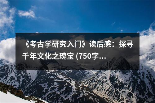 《考古學(xué)研究入門》讀后感：探尋千年文化之瑰寶 (750字)