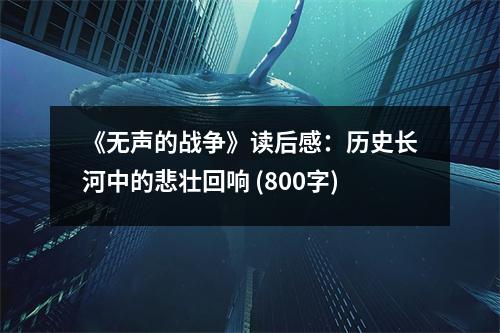 《無(wú)聲的戰(zhàn)爭(zhēng)》讀后感：歷史長(zhǎng)河中的悲壯回響 (800字)