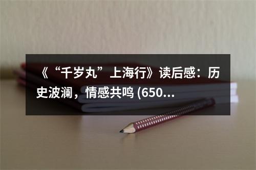 《“千歲丸”上海行》讀后感：歷史波瀾，情感共鳴 (650字)