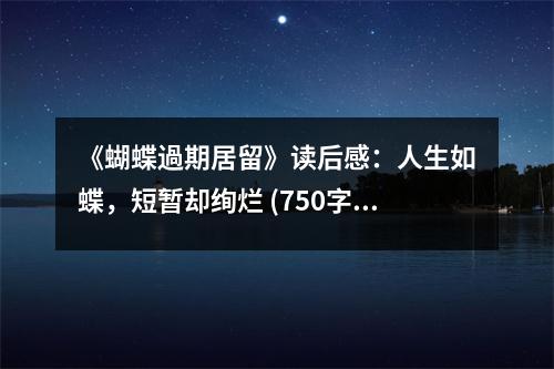 《蝴蝶過期居留》讀后感：人生如蝶，短暫卻絢爛 (750字)