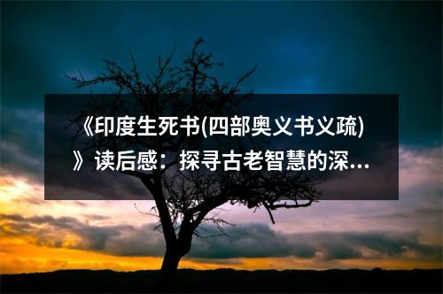 《印度生死書(四部奧義書義疏)》讀后感：探尋古老智慧的深邃奧秘 (750字)