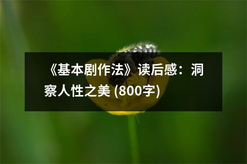 《基本劇作法》讀后感：洞察人性之美 (800字)