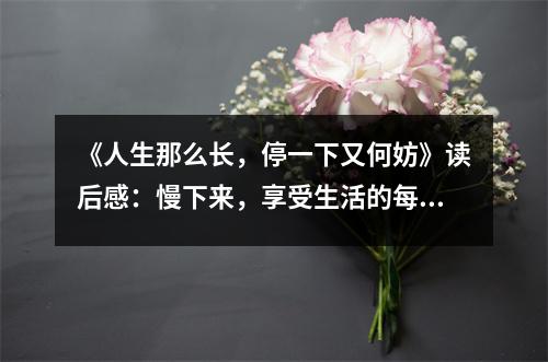 《人生那么長(zhǎng)，停一下又何妨》讀后感：慢下來(lái)，享受生活的每一刻 (700字)