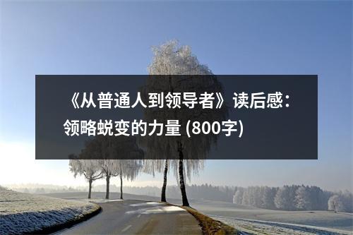 《從普通人到領(lǐng)導(dǎo)者》讀后感：領(lǐng)略蛻變的力量 (800字)