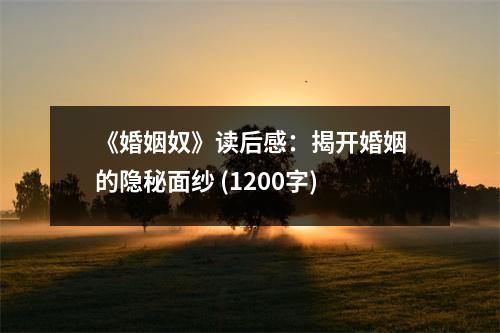 《婚姻奴》讀后感：揭開婚姻的隱秘面紗 (1200字)