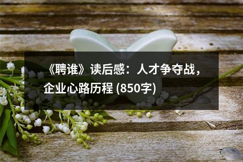 《聘誰(shuí)》讀后感：人才爭(zhēng)奪戰(zhàn)，企業(yè)心路歷程 (850字)