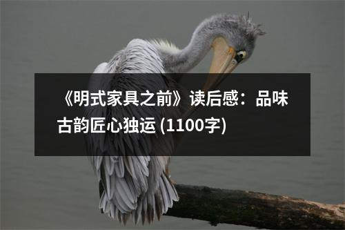 《明式家具之前》讀后感：品味古韻匠心獨運 (1100字)