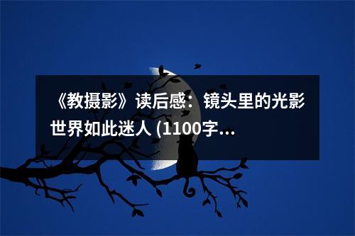 《教攝影》讀后感：鏡頭里的光影世界如此迷人 (1100字)
